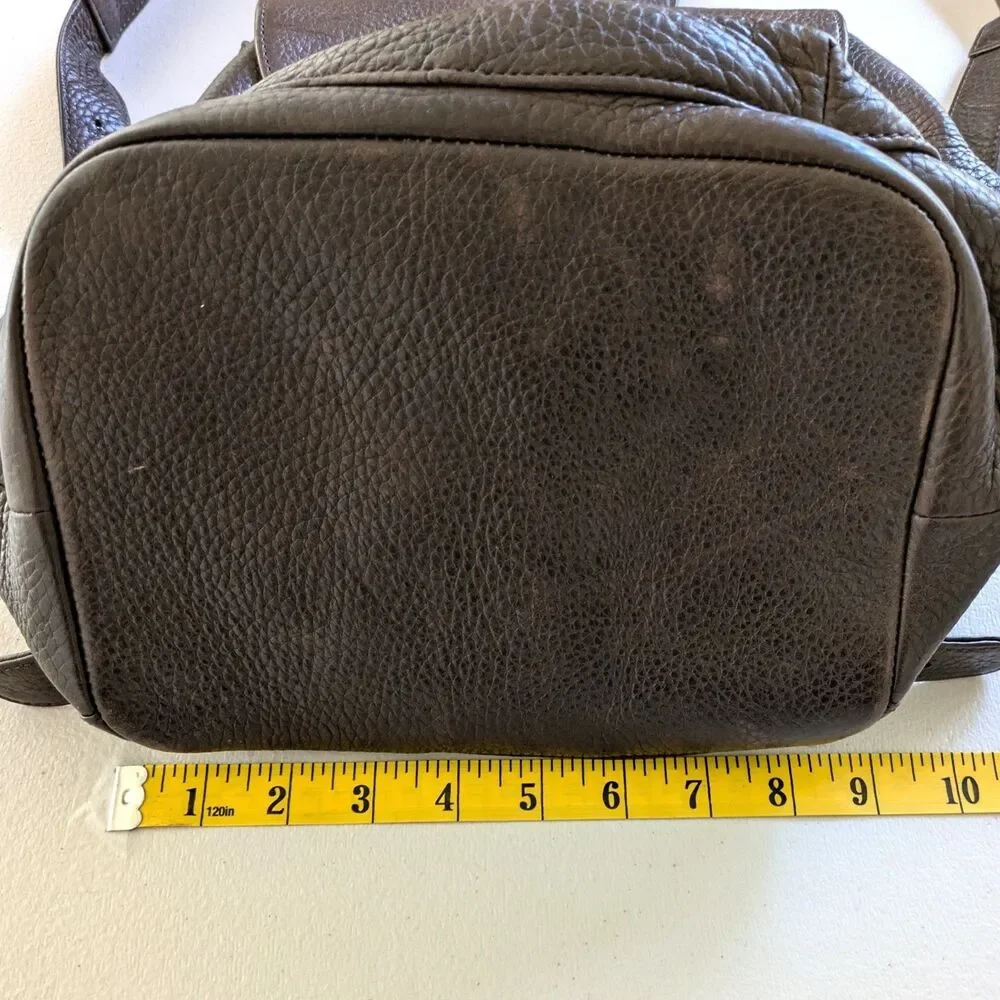 Eddie Bauer Leather Backpack Rucksack Brown Pebbled Bookbag Gorpcore 90s Vintage